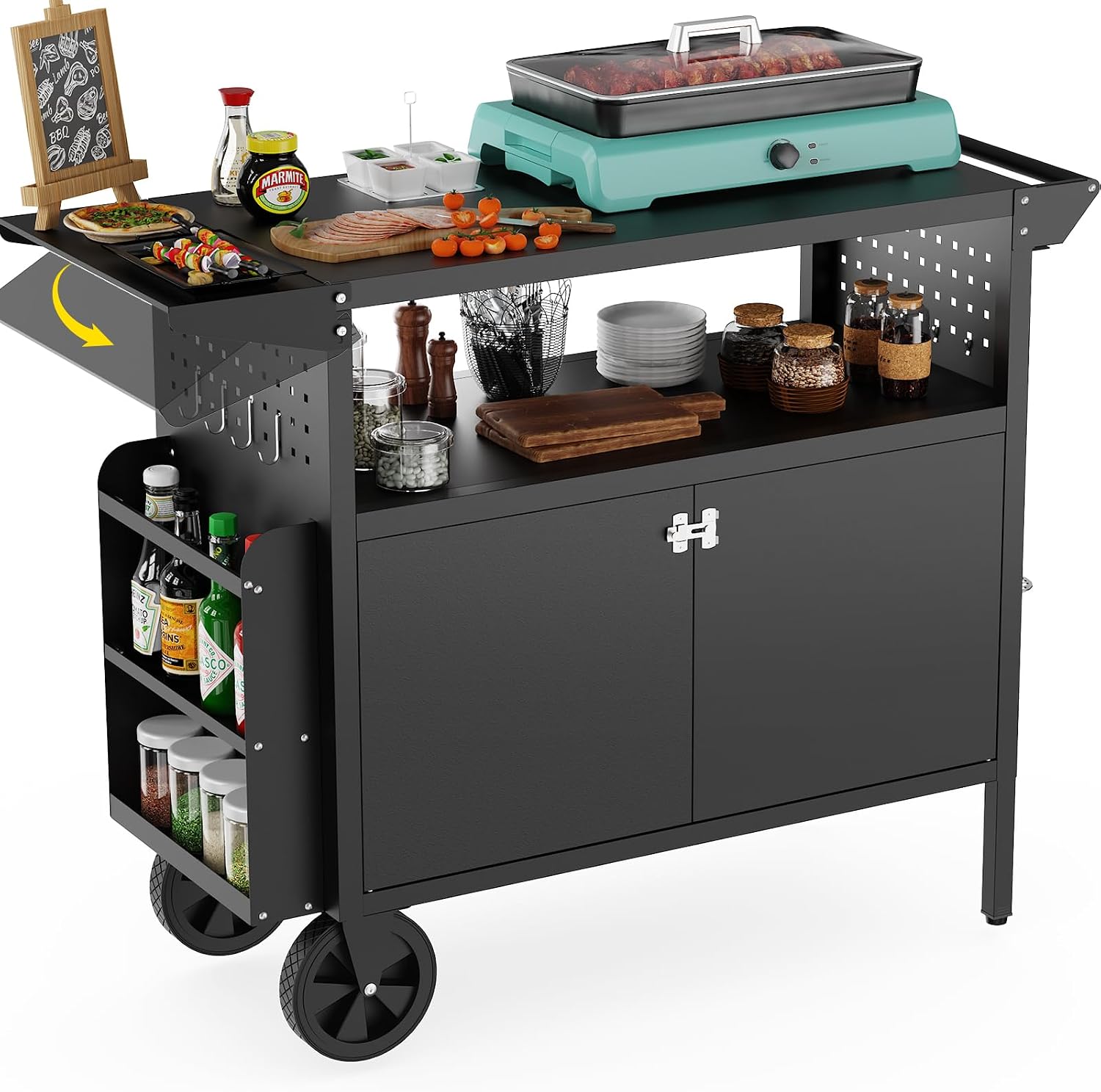 Outdoor Camping Grill - Outdoor Grill Cart Table With Storage