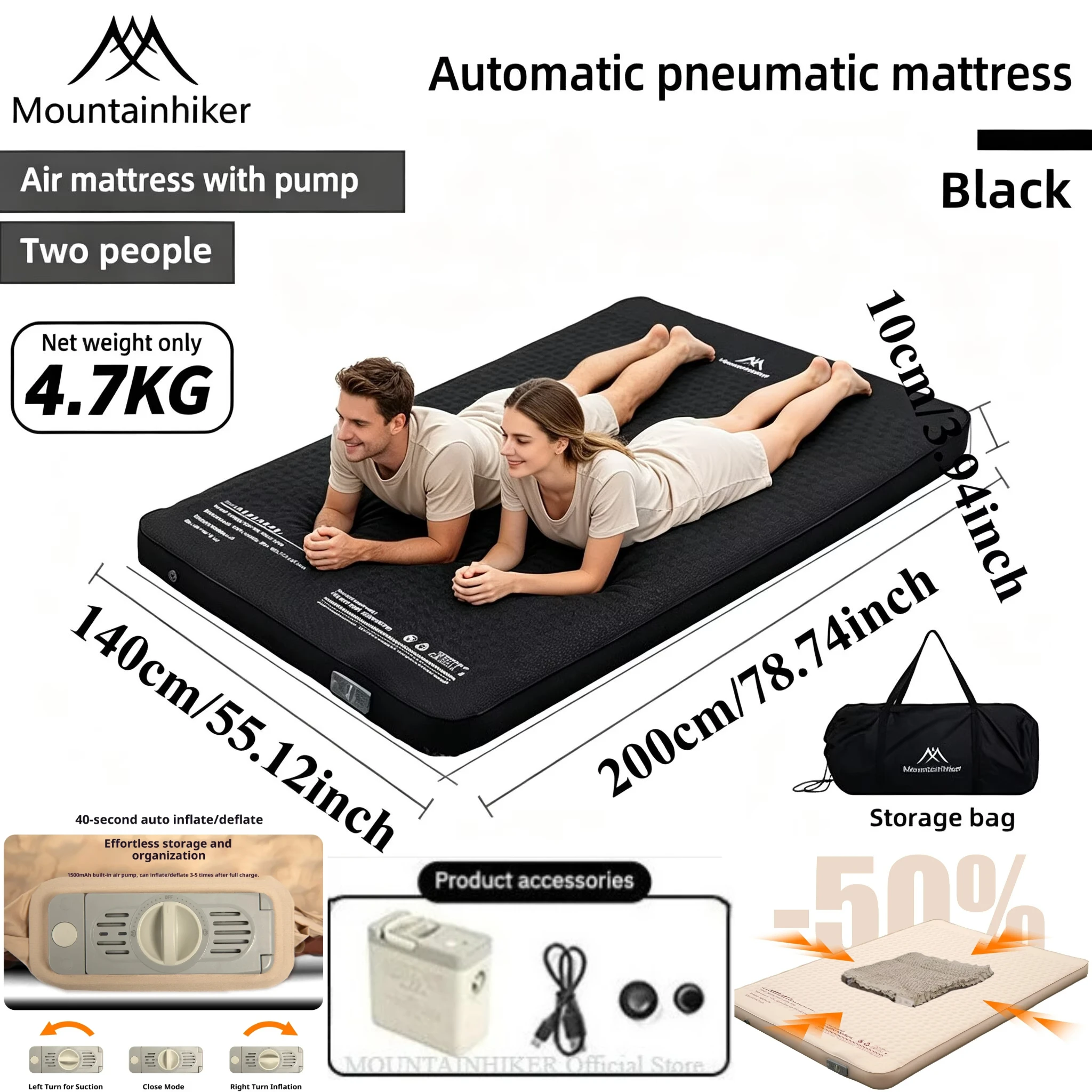 Outdoor Camping Floor Mat - MOUNTAINHIKER Inflatable Mattress Cheese Camp Bed