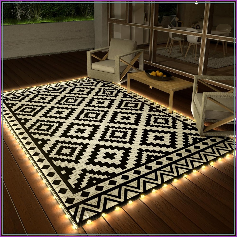 Outdoor Camping Rug With Led Lights - 5' X 8' Outdoor Rug With