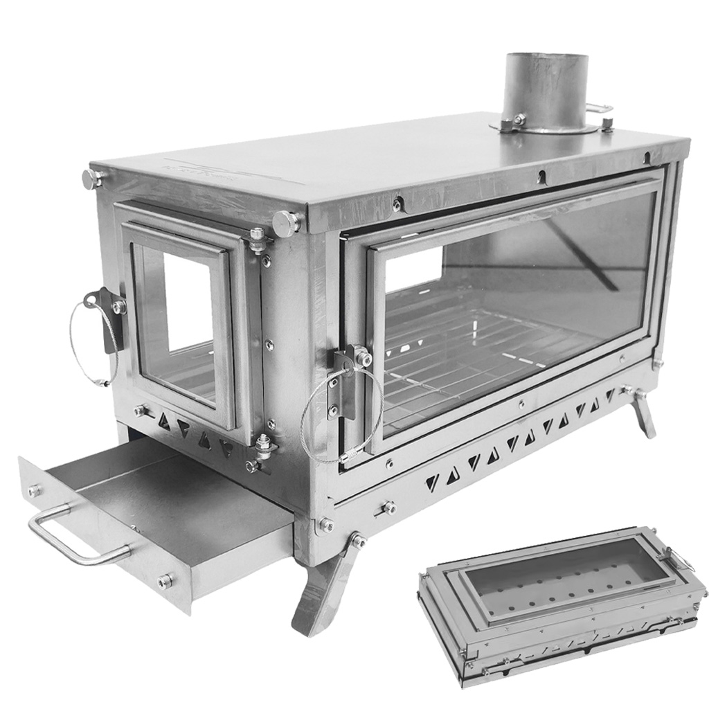 Outdoor Camping Fireplace - DANCHEL T3 Titanium Tent Stove, Folding