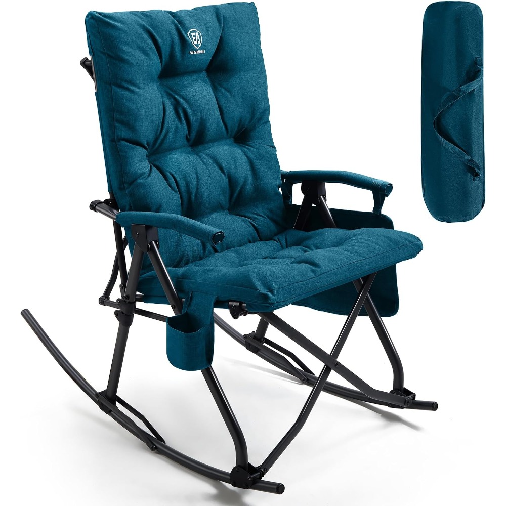 Outdoor Camping Rocker - Oversized Folding Rocking Camping Chair, Padded