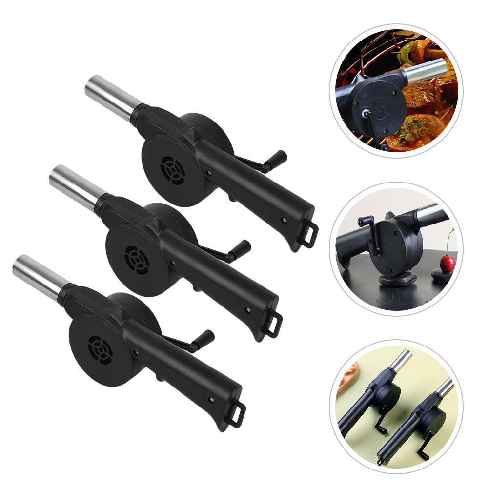 Outdoor Camping Fireplace - 3Pcs Hand Crank Blower Manual Barbecue