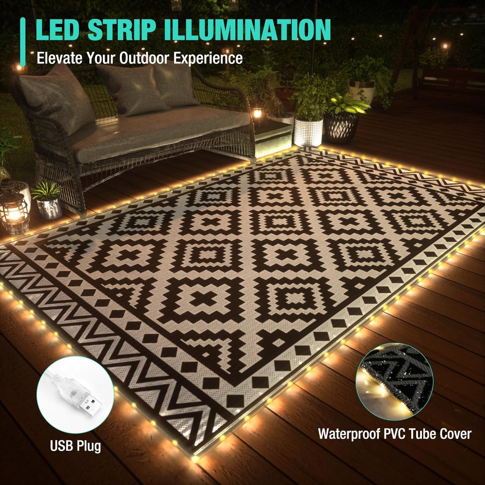 5' X 8' Outdoor Rug With LED S - огляд і ціна Outdoor Camping Rug With Led Lights