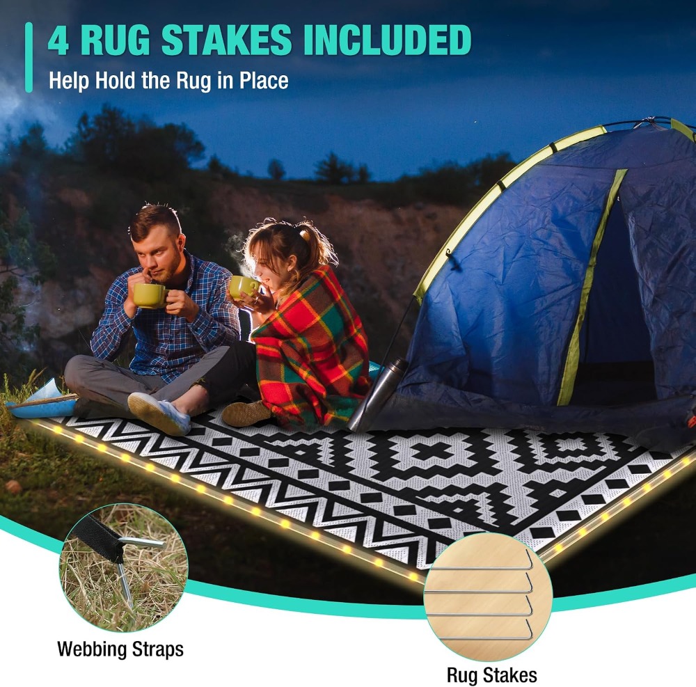 5' X 8' Outdoor Rug With LED S - огляд і ціна Outdoor Camping Rug With Led Lights