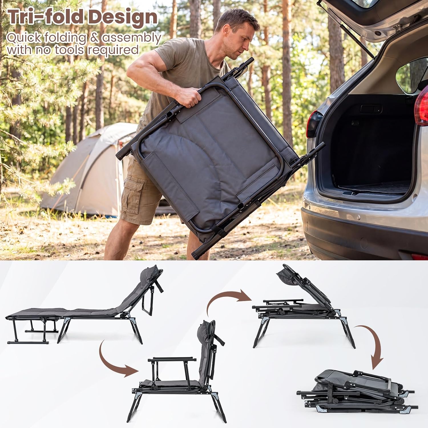 Folding Patio Lounge Chair Set - огляд і ціна Outdoor Camping Recliner