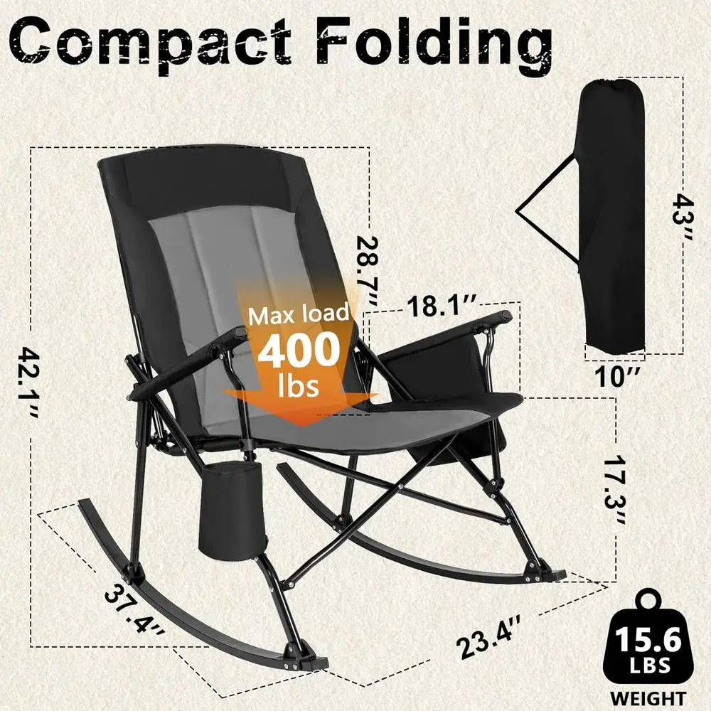 High-Back Portable Rocking Cha - огляд і ціна Outdoor Camping Rocker