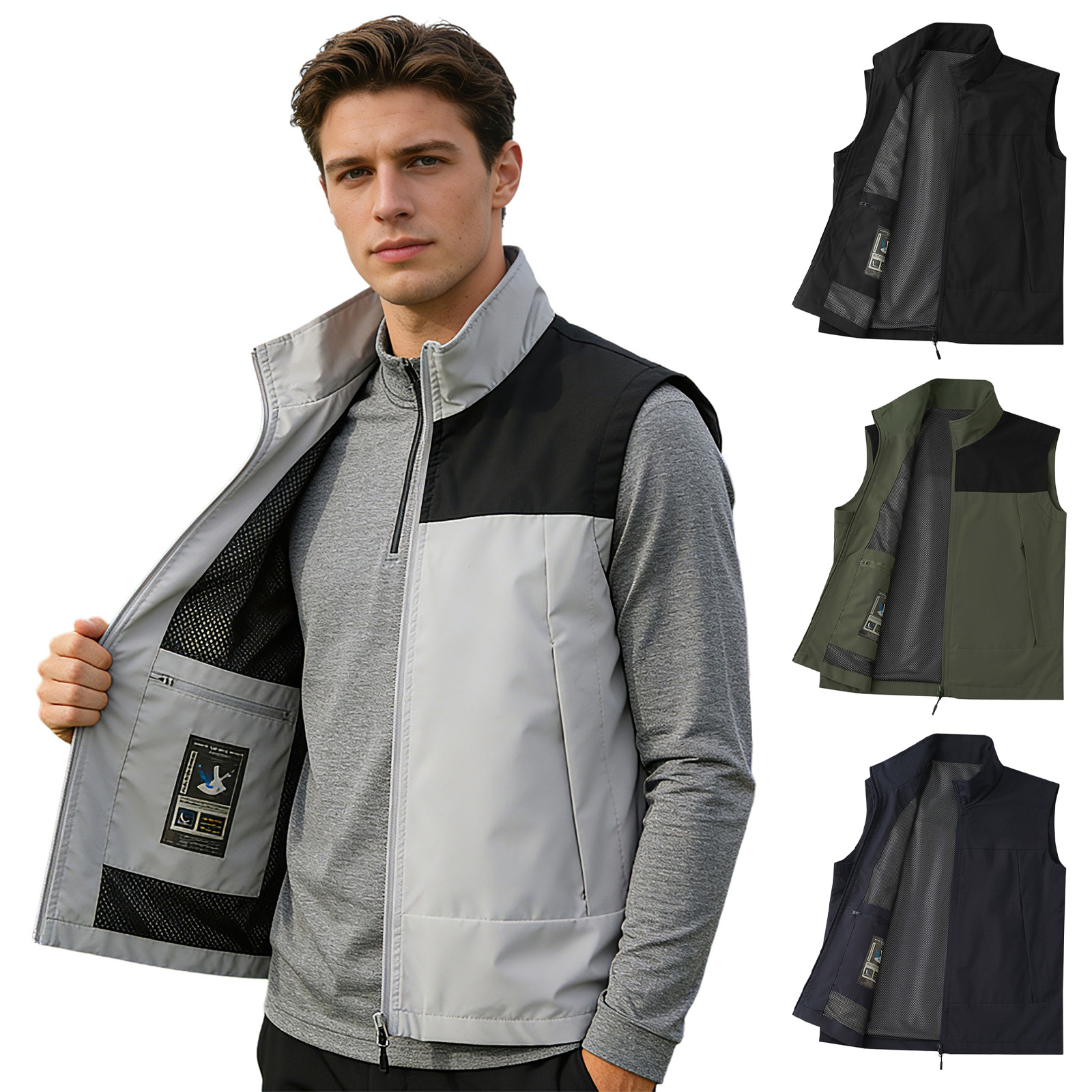 #M-5XL Men Golf Vest Stand Col - огляд і ціна Outdoor Camping Winter