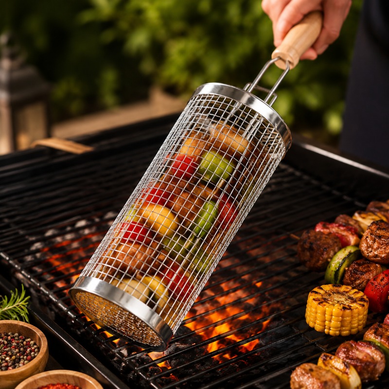 Round Barbecue Grill Basket Se - огляд і ціна Outdoor Camping Grill