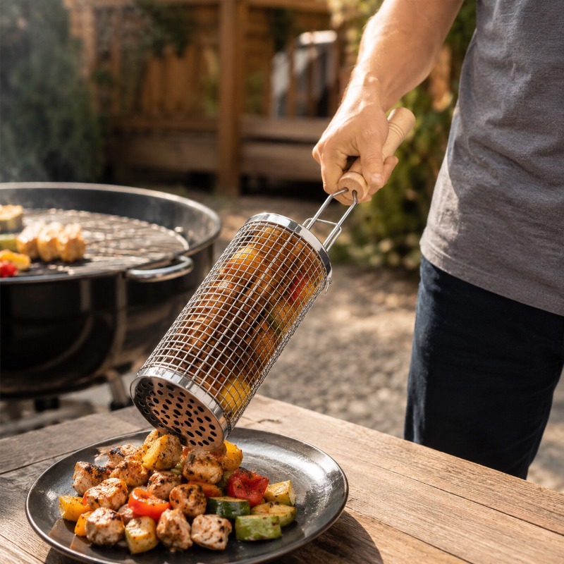 Round Barbecue Grill Basket Se - огляд і ціна Outdoor Camping Grill