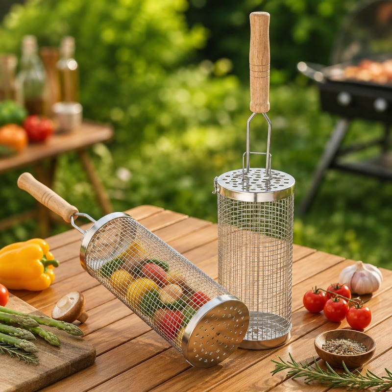 Round Barbecue Grill Basket Se - огляд і ціна Outdoor Camping Grill