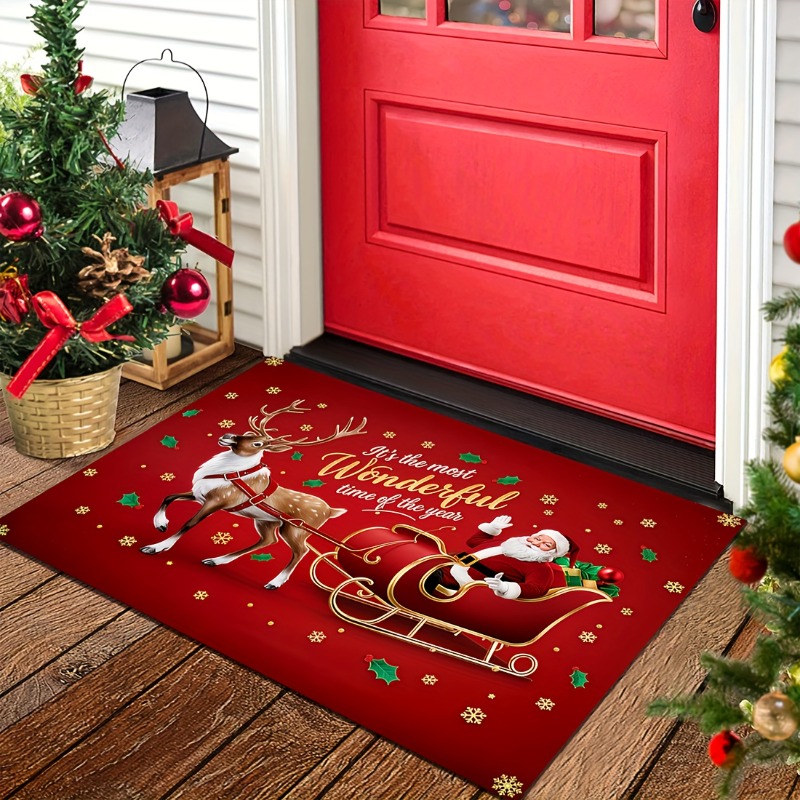 Red Christmas Flannel Doormat  - огляд і ціна Outdoor Camping Quotes