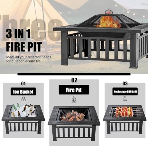 Fire Pit Table 32 Inch Square  - огляд і ціна Outdoor Camping Fireplace