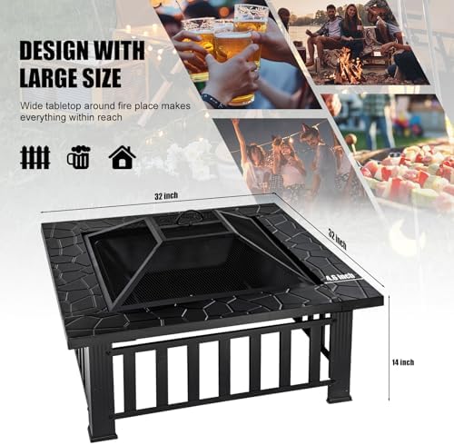 Fire Pit Table 32 Inch Square  - огляд і ціна Outdoor Camping Fireplace